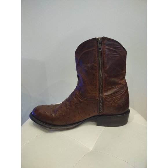 Free Bird Western Mens Freebird Genuine Ostrich brown Boots 13 EUC DESPERADO - Picture 2 of 13